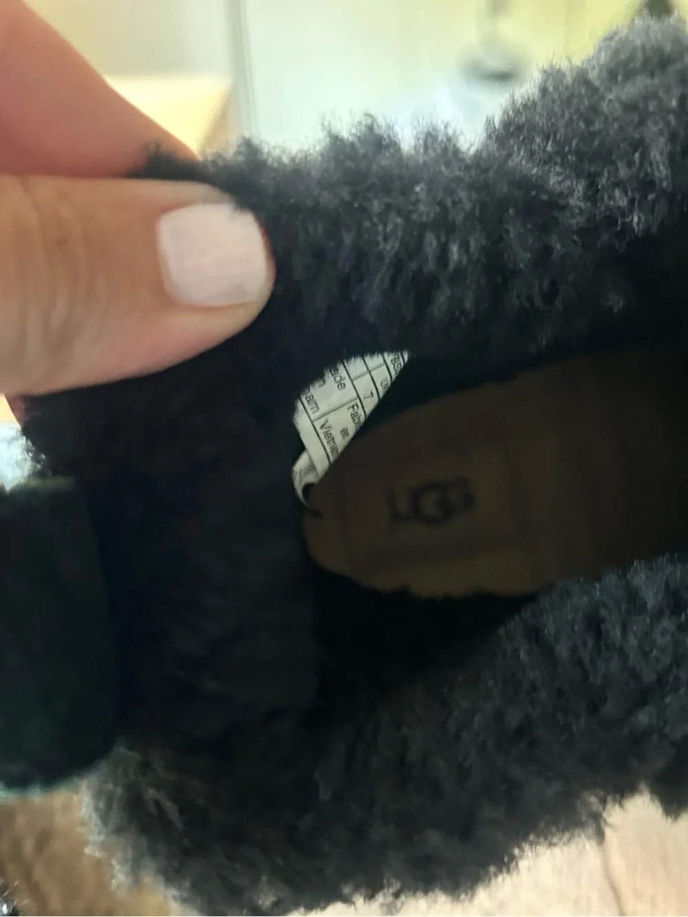 UGG Mavella Black Suede Shearling Wedge Ankle Boot.  Sz 9.